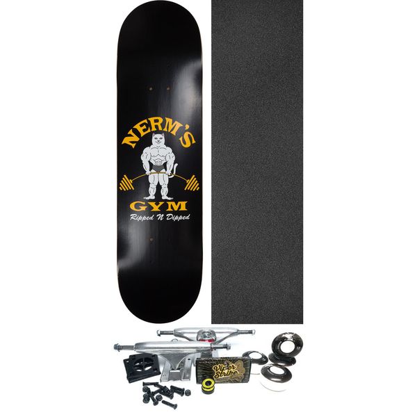 Rip N Dip Ripped 'N' Dipped Black Skateboard Deck - 8.5" x 31.75" - Complete Skateboard Bundle